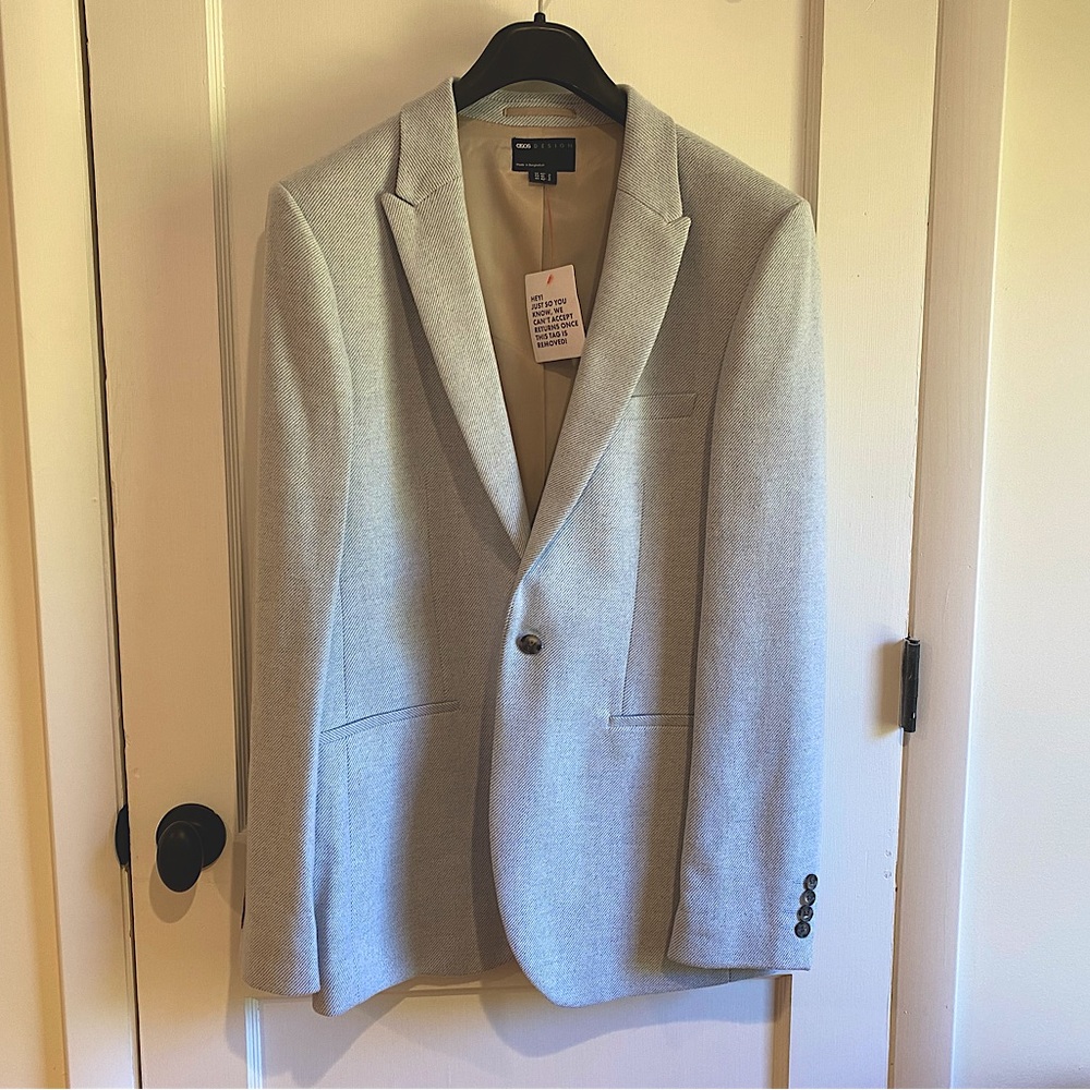 Men’s Wool/Polyester Blend Blazer. 42” XLong. ASOS Design. Never worn.